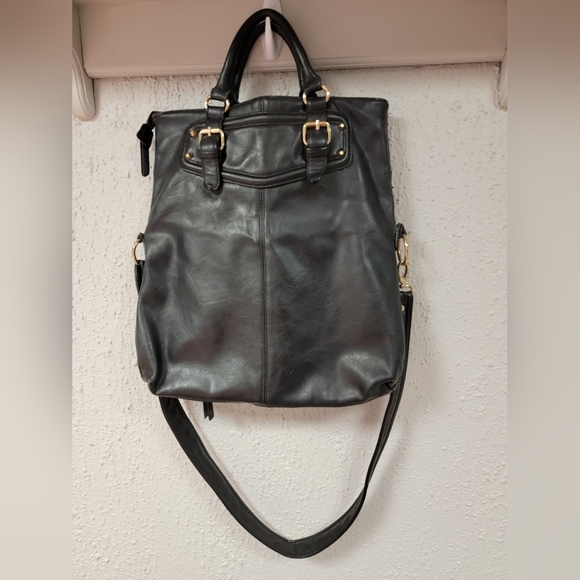 Aldo Bags Aldo Womens Foldable Expanding Black Leather Crossbody